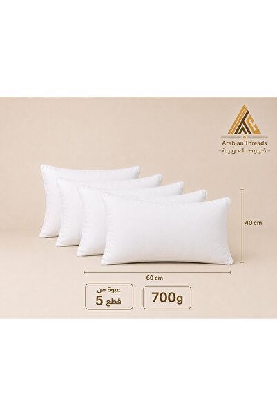 Arabian Threads وسادة بيضاء على طراز الفنادق - 60×40 سم - قماش خارجي من الألي...
