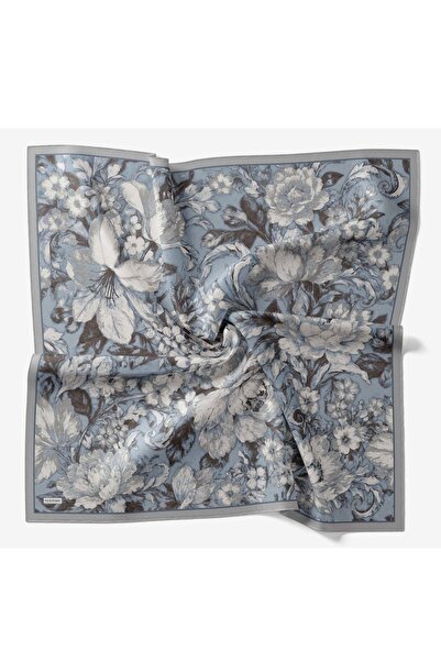 Silk Home Gri/Mavi çiçek desen Velora eşarp