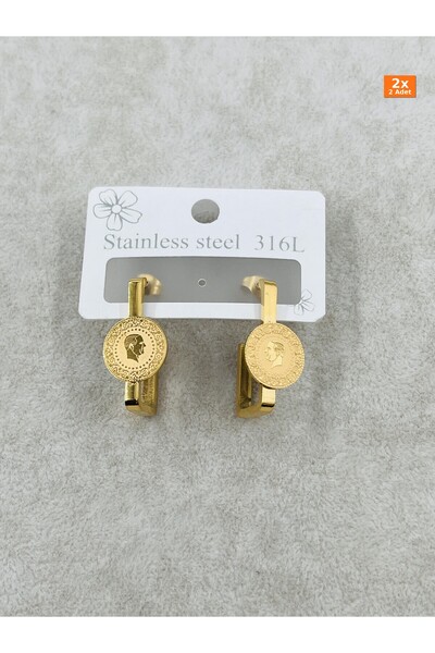 Bozhi Steel Earrings Gold Sparkling Style