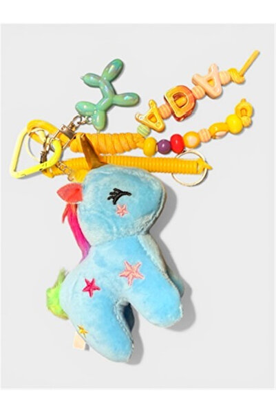 Les Petites Mains Mavi Unicorn Charm | Telefon ve Çanta Süsü, Sevimli Anahtar...