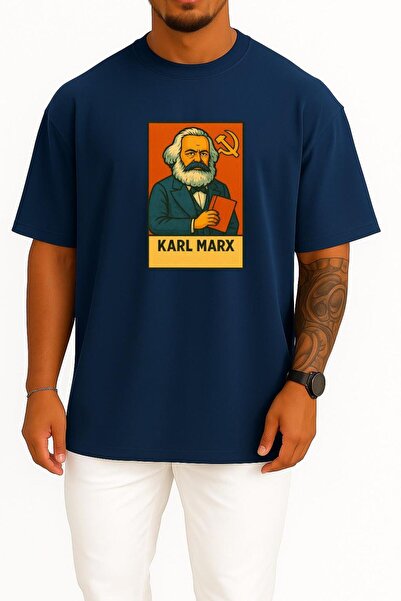 Bahriyeli Collection Oversized Karl Marx Socialism Chest Design Unisex T-Shirt