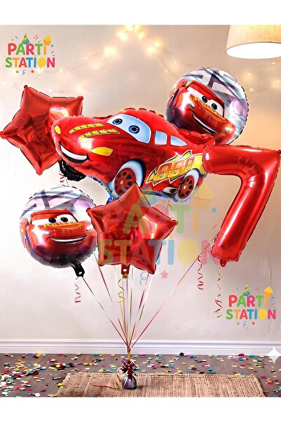 Parti Station Cars Arabalar Şimşek Mcqueen Yarış Arabası Konsept 7 Yaş Balon ...
