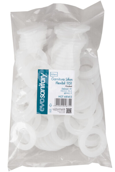 EVOSANITARY Garnitură flexibilă pentru sifon 1151 - 100 buc. 26,4 / 40 mm 3 m...