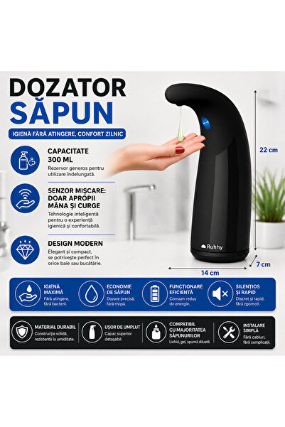 SMARTECH Dozator de sapun fara atingere, negru Ruhhy 22229