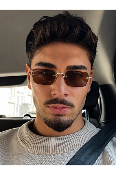 PİYESBOUTİQUE Ares Men's Square Rectangular 56-19-141 Eşref Single Sunglasses...