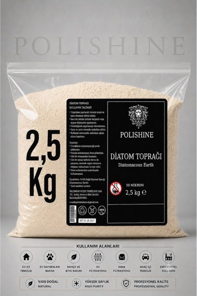 POLİSHİNE Diatom Toprağı %100 | Kalsine Edilmiş |10 Mikron 2,5kg | Yüksek Saflık