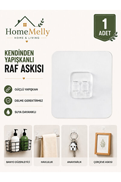 btm home Süper Güçlü Yapışkanlı Raf ve Çerçeve Askısı – 7x7 cm (1 Adet)