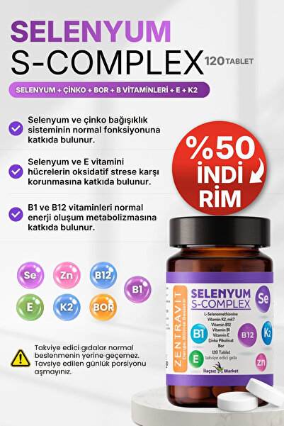 İlaçsız Market Selenyum S-Complex Takviyesi / 120 Tablet Zentravit