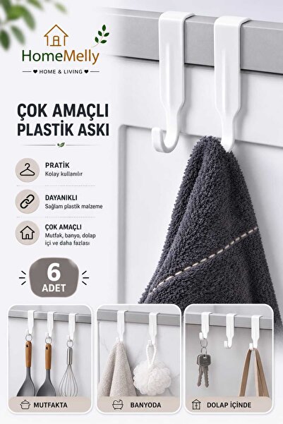btm home 6'lı Pratik Plastik Askı Kancalı Asmalı Dolap Kapağı Çekmece Kapı As...