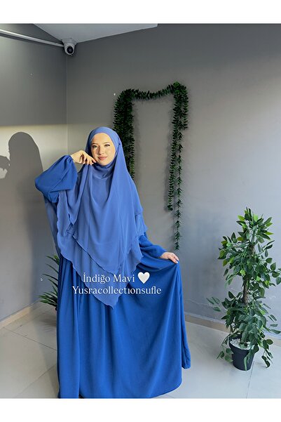 Yüsra Collection Σετ Ayrobin με φόρεμα και μακρύ σουφλέ 2 τεμαχίων