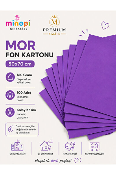 Minopi Purple Background Cardboard 50X70 cm 100 Pack 160 Gr Colorful Backgrou...