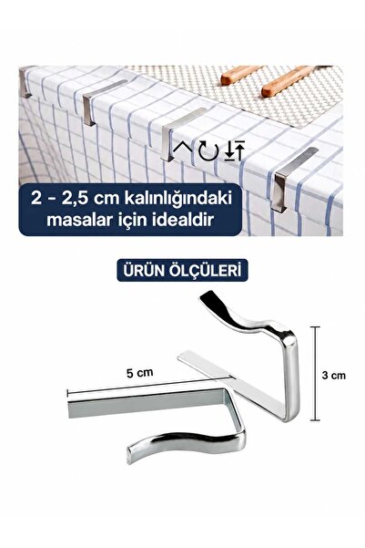 Biotech 12 Adet Masa Örtüsü Kıskacı Paslanmaz Metal Masa Örtüsü Mandalı 6 cm ...