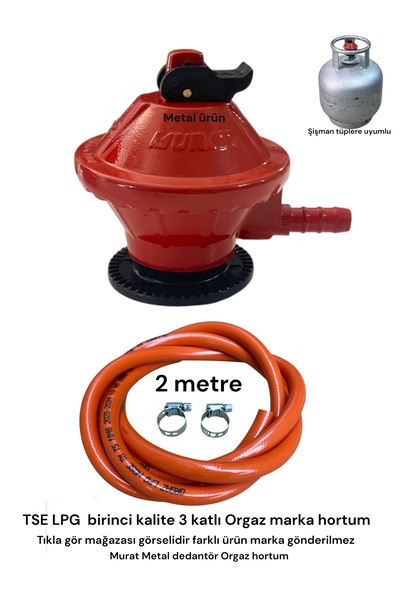 Genel Markalar Büyük Tüp Başlığı 12kg Ev Tüpü Dedantör 2 Metre Gaz Hortumu 2 ...