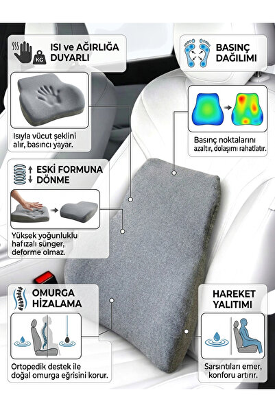 ORTOVİTA New Generation Visco Orthopedic Visco Ergonomic Cushion Lumbar and B...