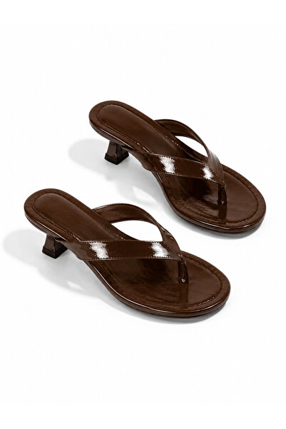 CİMİLİ SHOES Women's Bitter Brown Flip-Flop Heeled Slippers Orthopedic Women'...