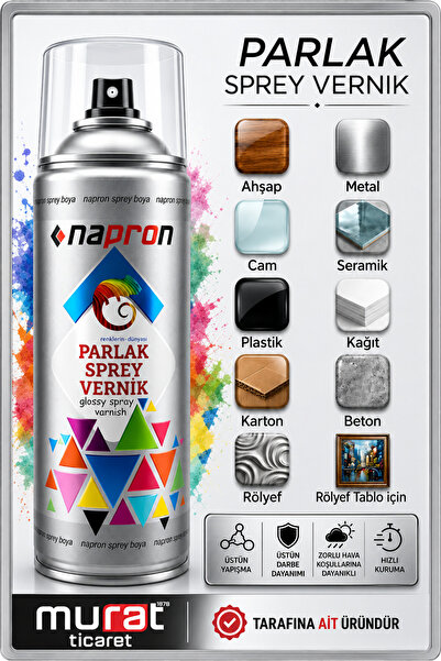 Napron Vernik Sprey Akrilik Şeffaf Parlak 400 Ml Tam Dolu
