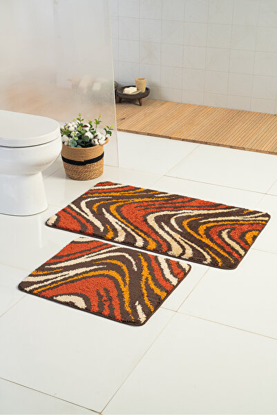 Moda Dekor Milenyum Burn Kiremit 60x100 - 60x50 Cm 2'li Banyo Paspası