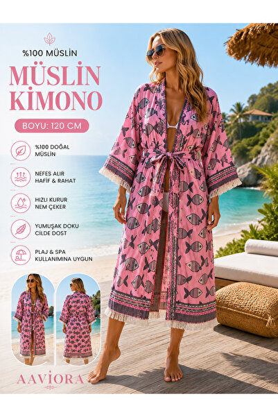 Store Müslin Jakarlı Kimono
