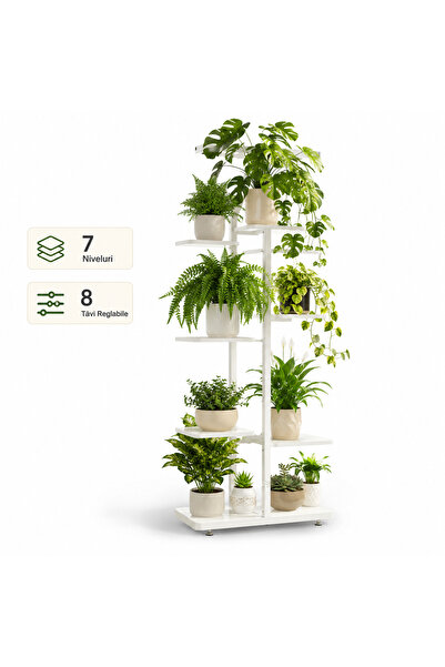 Jaskus ®   Suport pentru ghivece cu 7 niveluri și 8 tăvițe reglabile – Suport...