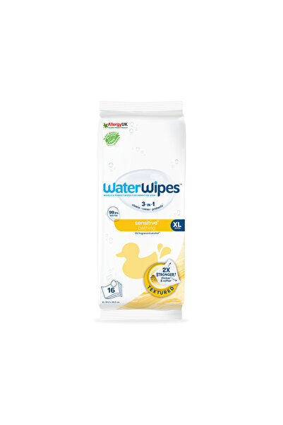 WaterWipes Sensitive+ Bathing Wipes, 16 Count (1 Pack), 3-In-1 Cleans, Cares,...