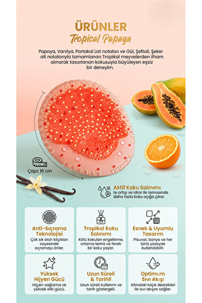 Berta Hijyen Çok Amaçlı Koku Giderici 4'lü Tropical Papaya - Pisuvar, Lavabo, Banyo Koku Giderici - Koku Süzgeci