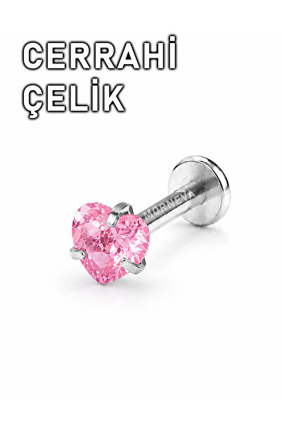 MORNEVA Pembe Kalp Cerrahi Çelik Kristal Taş Conch Lobe Helix Kıkırdak Tragus...