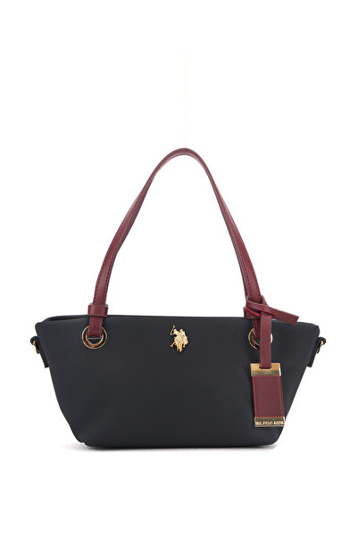 U.S. Polo Assn. حقيبة كتف نسائية باللون الأزرق الداكن والأحمر الداكن US26273