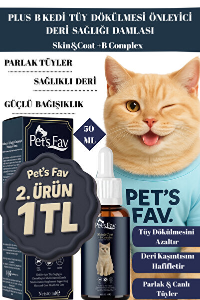Pets Fav Plus B Kedi Tüy Dökülmesi Önleyici & Deri Sağlığı Damlası Biotin, Çi...