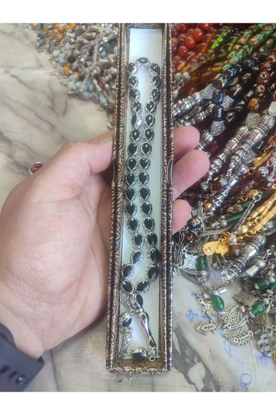 Lutti Silver-Looking Enamel-Embroidered Cast Resin Prayer Beads