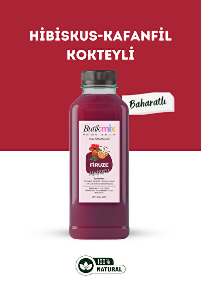 butik içki Firuze Hazır Kokteyl Karışımı 500ml - (Portakal-Hibiscus-Karanfil)