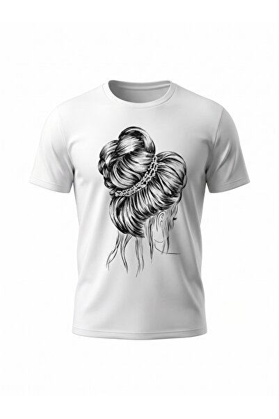 KAYS Women's Premium 100% Cotton Pearl Detailed Bun Graphic Printed Stoned Wh...