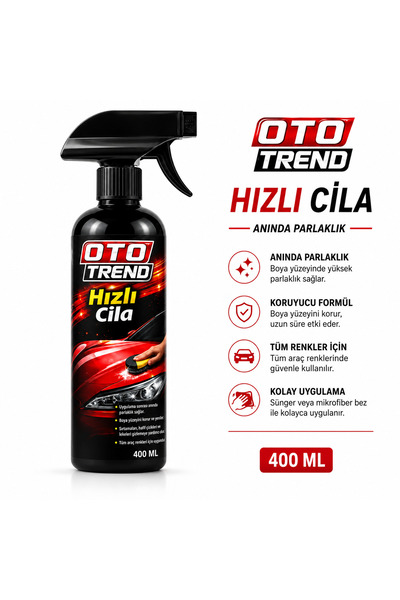 OtoTrend Hızlı Cila Sprey 400 ml – Araç Boya Parlatıcı, Hızlı ve Kolay Uygulama, Parlak Koruma