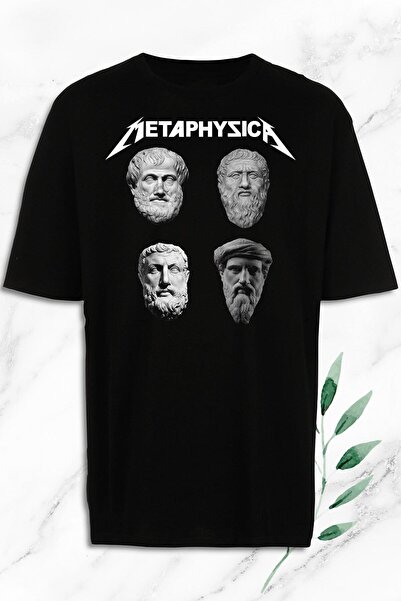 perseusshopping Tricou unisex negru oversize mitologie filozof metafizic scul...