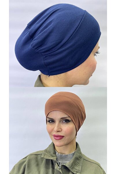 ALDAIYR 2 Pcs Hijab Elastic Non-Slip Seamless Snap-On Sea Cap Practical Cap