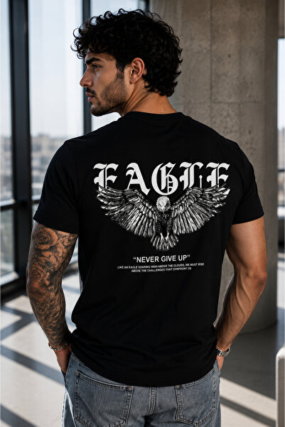 Clothify تي شيرت قطني كبير الحجم للجنسين مطبوع عليه Never Give Up بأكمام قصير...