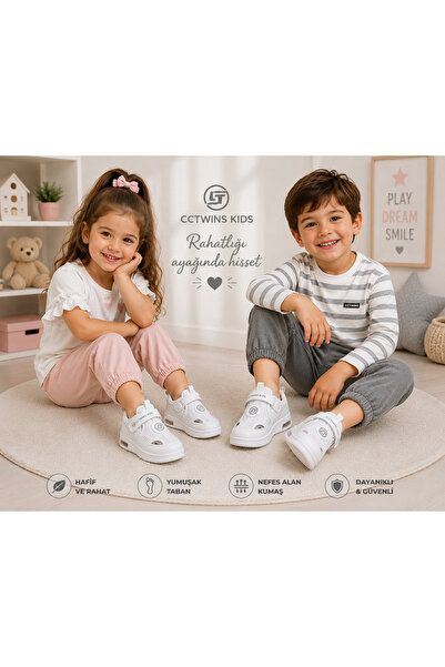 CCTWİNS KİDS IŞIKLI ÇOCUK SPOR SANDALET FİLELİ YAZLIK SNEAKER BEYAZ