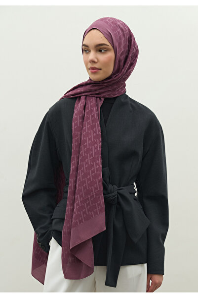 Freshscarfs Monogram Pamuk Floş Jakarlı Şal Şakayık