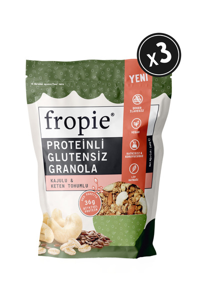 FROPİE Glutensiz Protein Granola - Kaju ve Keten Tohumlu 240 gr x3
