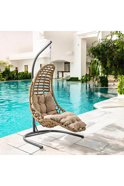 Capri Swing Modern Salıncak Bahçe Balkon Teras Salıncağı Rattan Bodrum