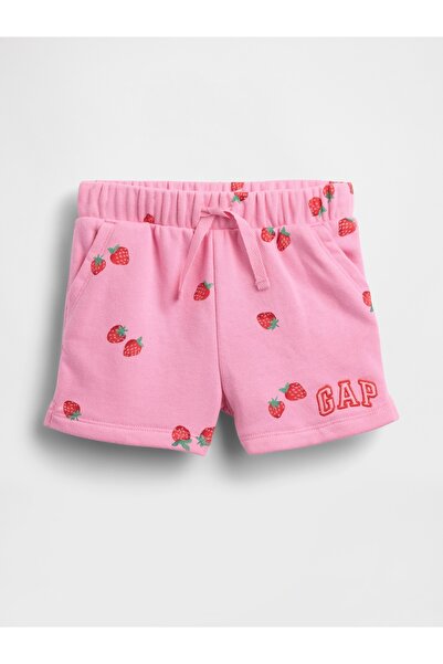 GAP Kız Bebek Pembe Logo Pull-On Fransız Havlu Kumaş Şort