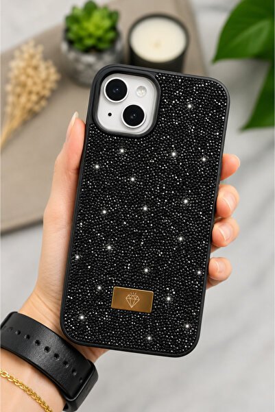Go Aksesuar Iphone 13 - 14 ve 15 Uyumlu ELMAS Tasarımlı Taşlı Işıltılı Parlak...