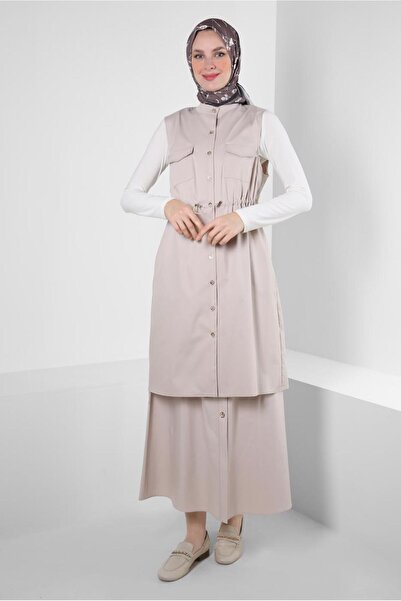 Alvina BUTTON DETAILED WAIST RUBBER SKIRT 60424