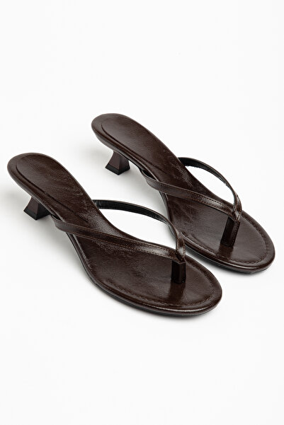MİNAMORA MODA Loli Acı Brown Flip Flops Heeled Slippers Orthopedic Women's Sa...