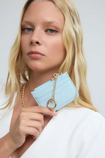 Shule Bags Nook Zippered Charm Card Holder Baby Blue