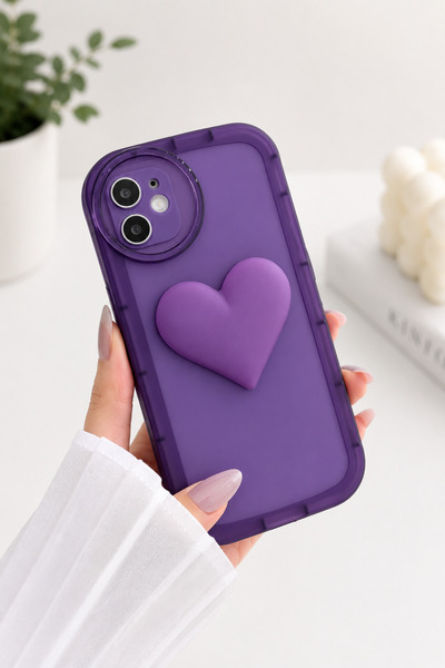 Go Aksesuar iPhone 11 Uyumlu Oyuncaklı Kalp Desenli Kılıf