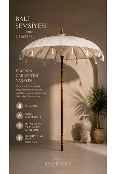 VERSA Bali şemsiye 2 metre,dekoratif bahçe şemsiyesi,el yapımı bali şezlong şemsiyesi