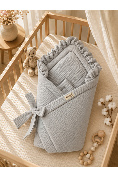 Tomuycuk Gray 4 Layer Muslin Baby Blanket 100% Cotton Natural Organic Sleepin...