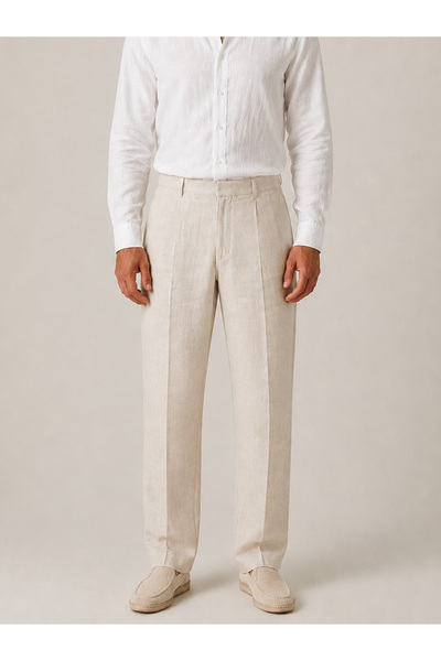 Xint Erkek Naturel %100 Keten Regular Fit Pantolon