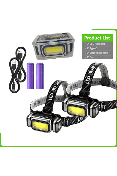 Choice 2PCS Powerful Headlamp Motion Sensor Headlight 18650 EDC Head Led Ligh...