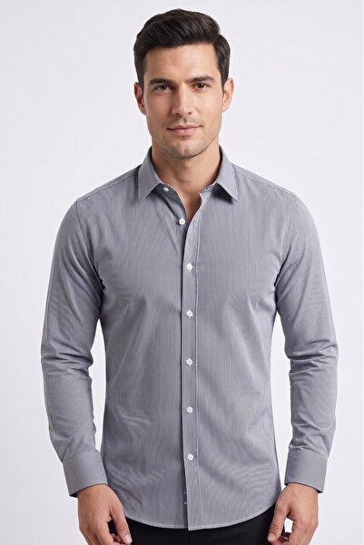 Uki LACİVERT Slim Fit Uzun Kol Gömlek